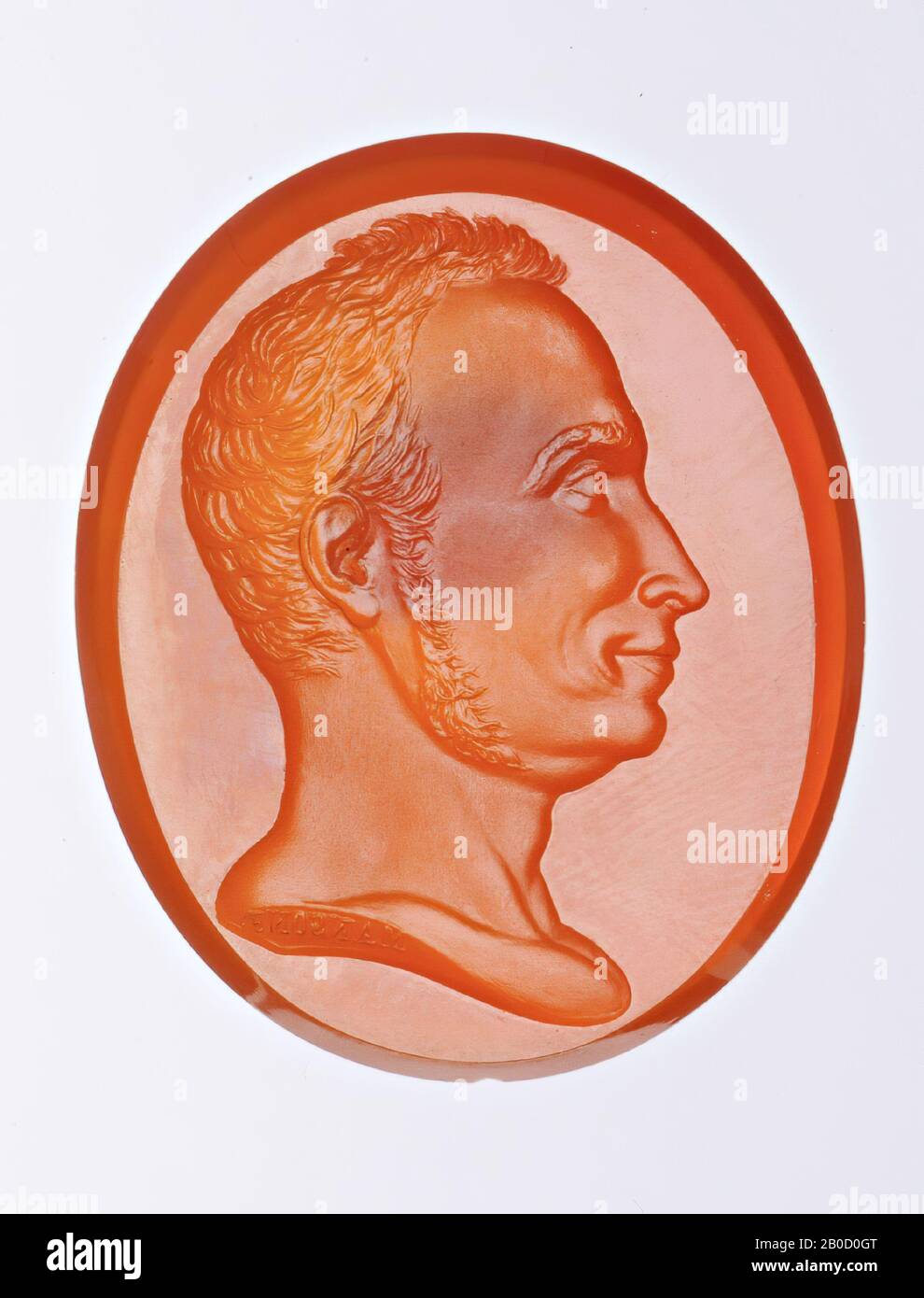 VZ: Kopf von König Wilhelm I. und Profil rechts, Schmuckstein, Intaglio, Carnelian, Farbe: Orange, Form: Oval, stehen, Verarbeitung:, Konstruktionsmethode:, 35 x 27,5 mm, D. 3, 5 mm, WT. 5,6 gr., Ca. 1826 ca. 1826 Stockfoto