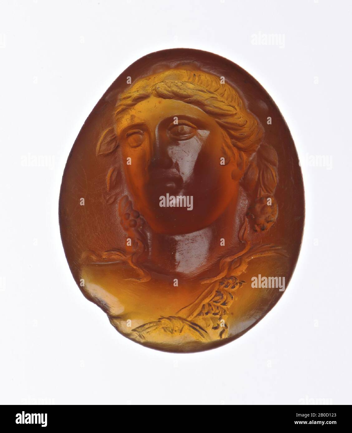 Schnittsteine, Schmuckstein, Intaglio, karnelisch, Farbe, orange-braun, Form, oval, stehend, unregelmäßig, Bearbeitung, Erstellungsmethode, 15 x 12 mm, D. 5 mm, WT., 0,95 gr, 16. Jahrhundert 1500-1600 Stockfoto