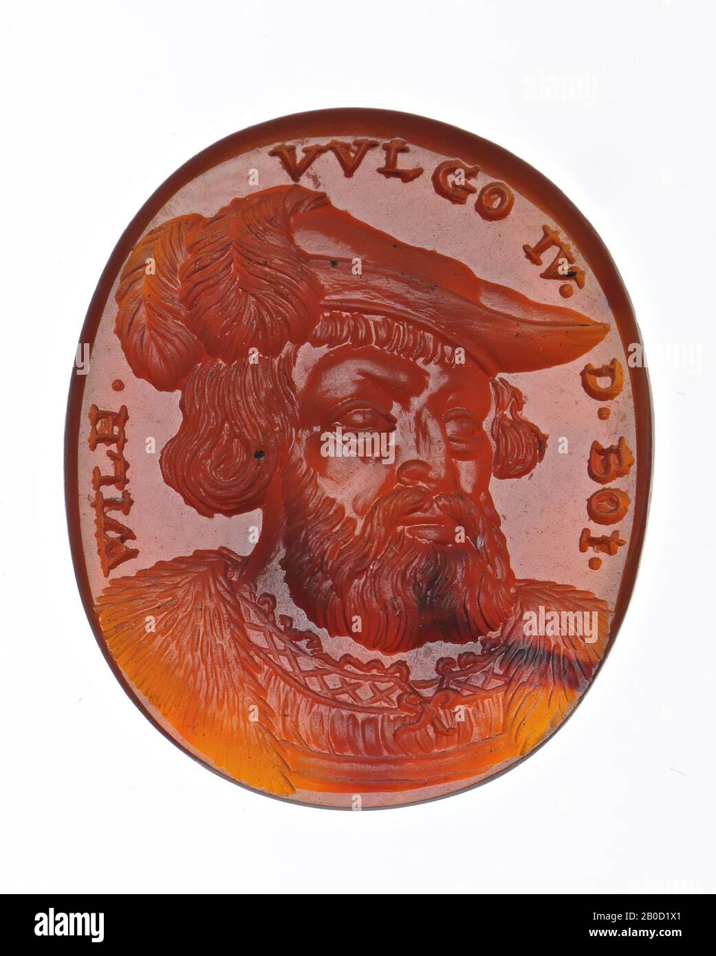 VZ: Büste rechts, Schmuckstein, Intaglio, Carnelian, Farbe: Hellorange-braun, Form: Oval, stehend, Verarbeitung:, Methode: 27 x 21 mm, D. 5 mm, WT. 3,23 gr., 1726-1729 1726-1729 Stockfoto