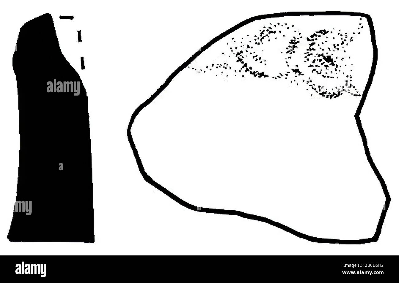 Wandfragment aus handgefertigter oxidierter Keramik. Dekoriert mit einem Band von Fingereindrücken. Wahrscheinlich bronzezeitalter, Schard, Steingut, vmeb 550-700, Niederlande, Nordbrabant, Bergeijk, Bergeijk, Fazantlaan Stockfoto