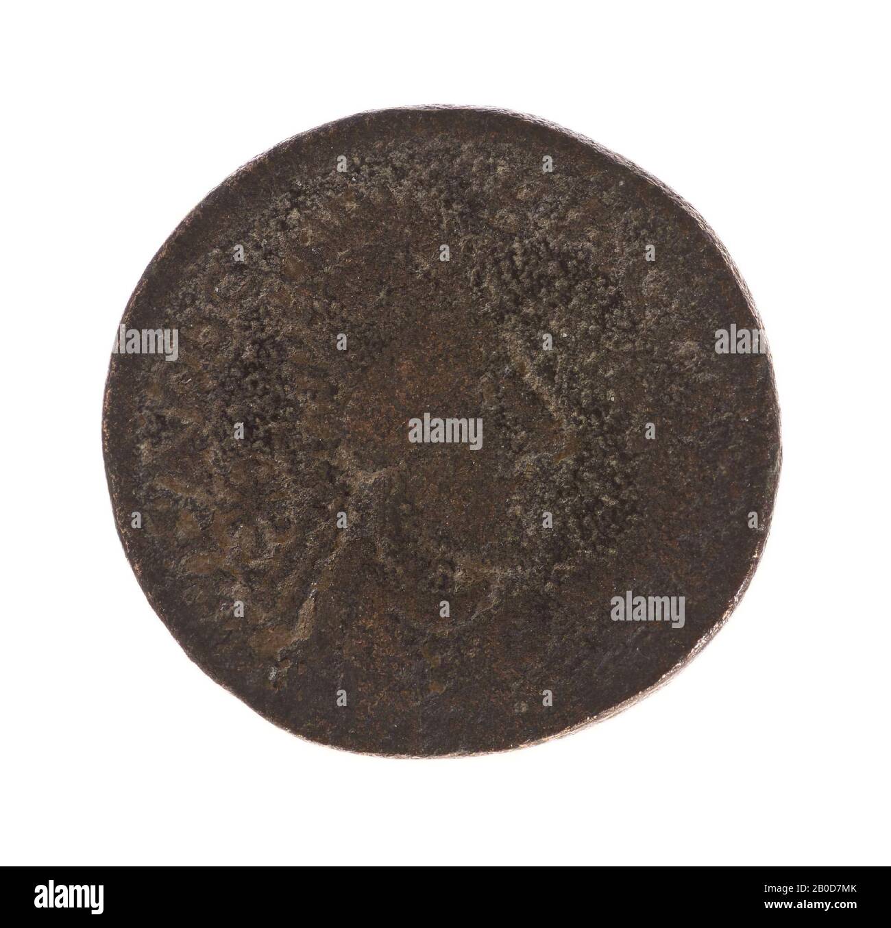 Obvers: Gordian III., geehrt, mit einem Kuirass bekleidet. Stark verschlissene Reste der griechischen Aufschrift. AUTOK M AVR GORDIANOC. Umgekehrt: Büste von Abgar X, rechts, gekleidet und bekrönt, linker Stern. Abgenutzt, Reste der Aufschrift. ABGAROC BACILEUC., Coin, of Gordian III, Metal, Bronze, Diam: 2,4 cm, WT. 9,7 Gramm, 238-244 n. Chr., unbekannt Stockfoto