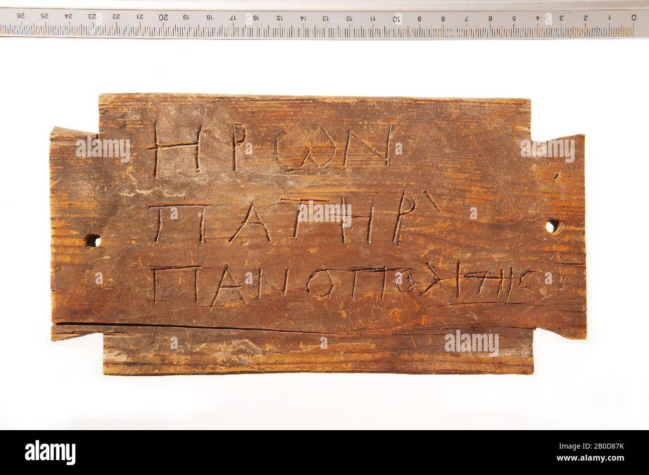 Plank, Rechteck, Heron, Vater, Panopolithe, Mama-Label, Holz, 12 x 23 cm, Griechisch-römische Zeit, Ägypten Stockfoto