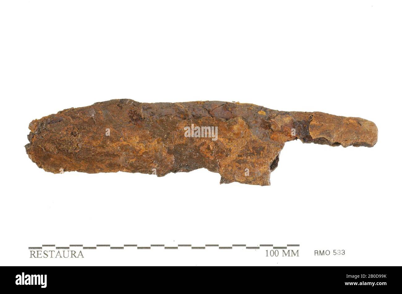 Messer, gebogene Klinge, Messer, gebogene Klinge, Eisen, 13,0 x 3,1 cm, x, Niederlande, Utrechter, Wijk bij Duurstede, Wijk bij Duurstede, Dorestad Stockfoto