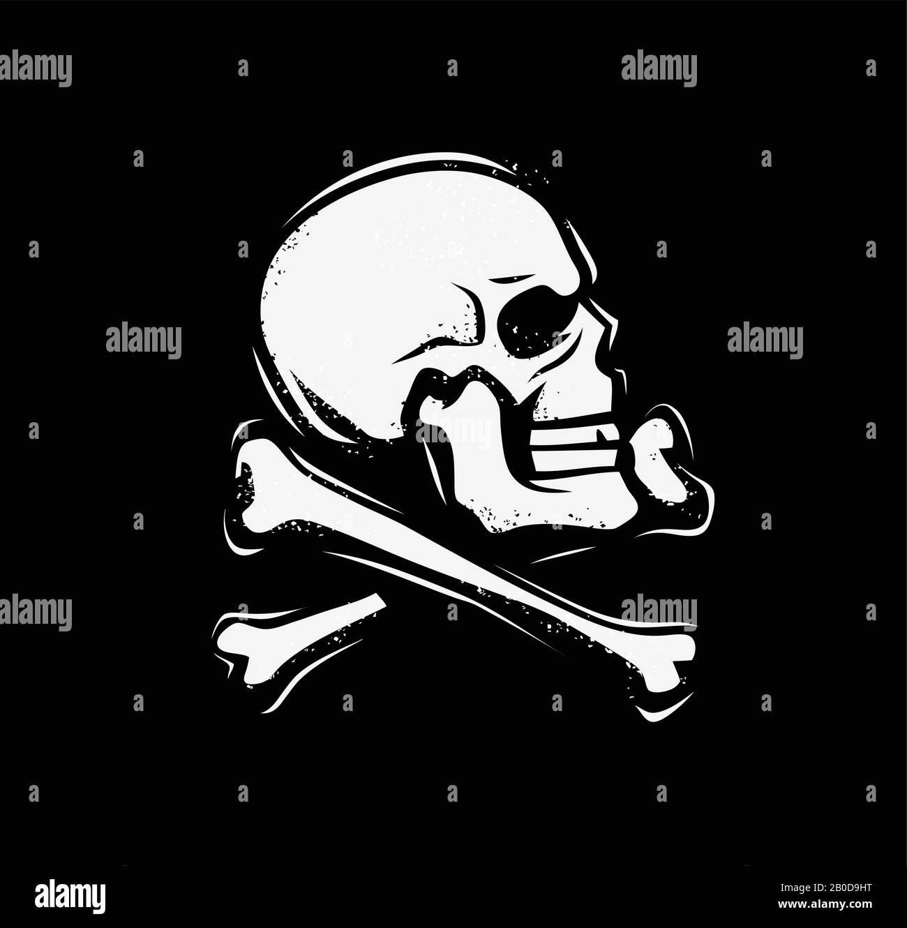 Jolly Roger-Symbol. Piratenflagge, Schädel und Kreuzknochen Emblem Vektor-Illustration Stock Vektor