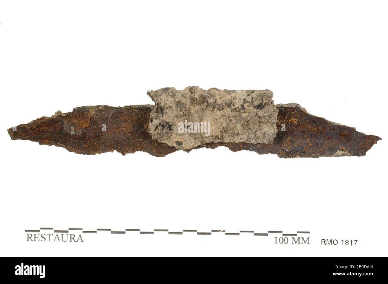 Messer, Teil des Stingers fehlt, Messer, Teil des Stachels fehlt, Eisen, 13,1 x 2,1 cm, x, Niederlande, Utrechter, Wijk bij Duurstede, Wijk bij Duurstede, Dorestad Stockfoto