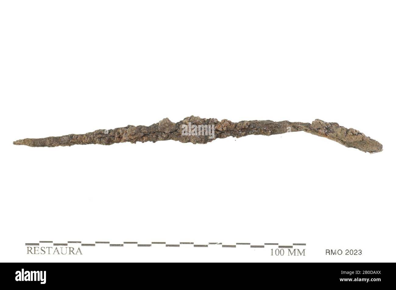 Stift oder Stift, gebogen, Stift oder Stift, gebogen, Eisen, 13,0 x 1,0 cm, x, Niederlande, Utrechter, Wijk bij Duurstede, Wijk bij Duurstede, Dorestad Stockfoto