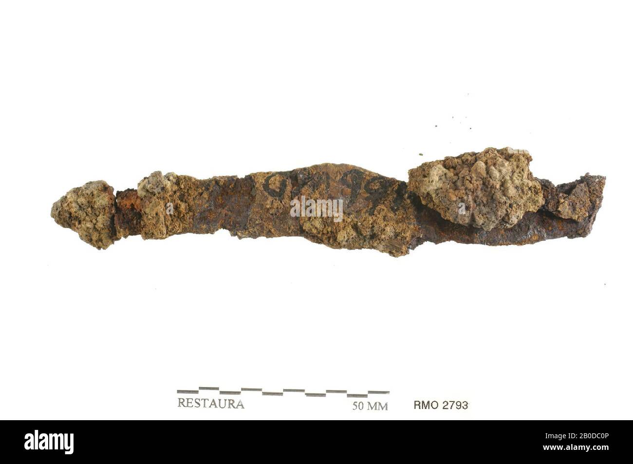 Teil des Messers, Teil des Messers, Eisen, 13,1 x 2,0 cm, x, Niederlande, Utrechter, Wijk bij Duurstede, Wijk bij Duurstede, Dorestad Stockfoto