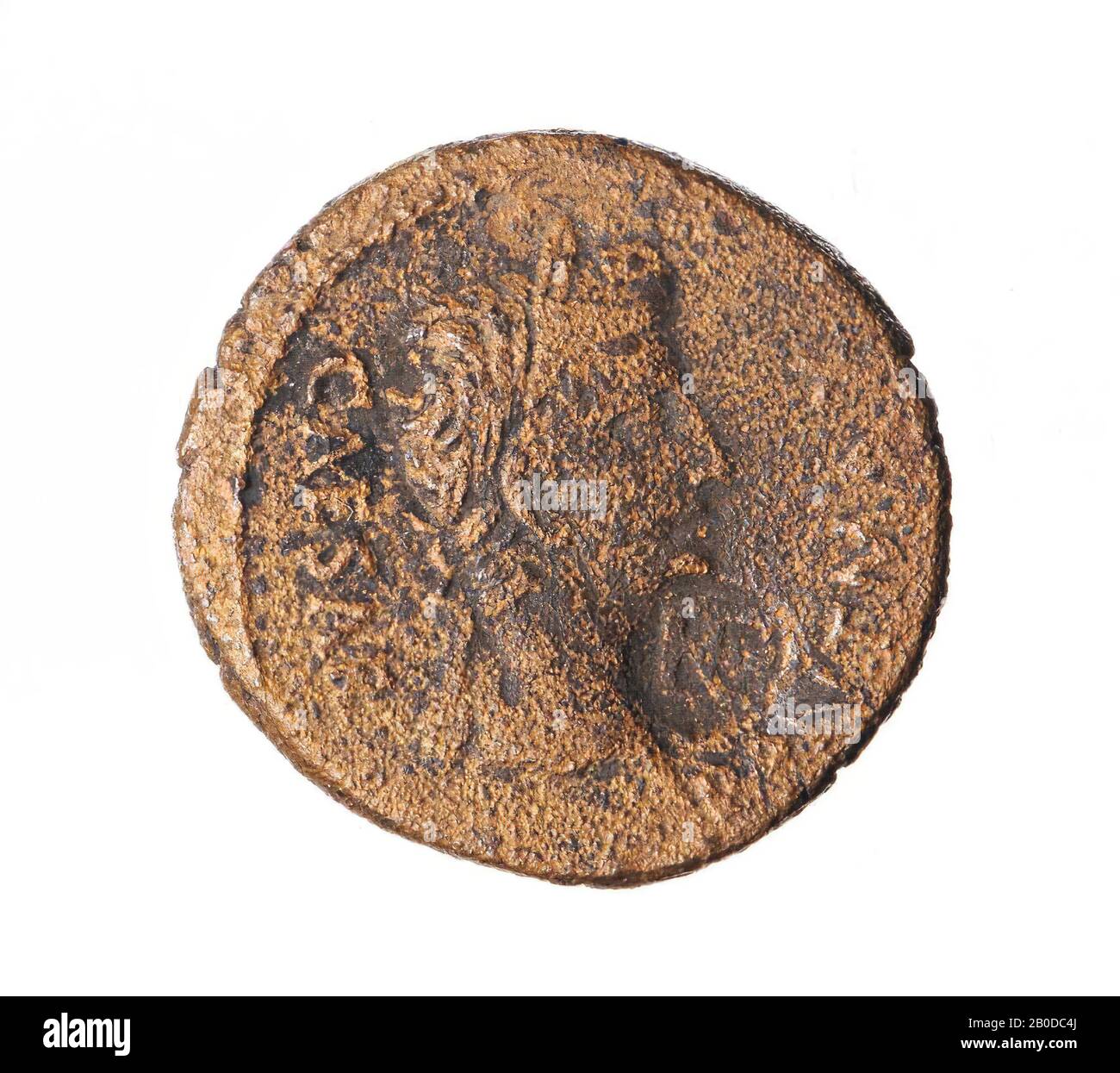 VZ: Nicht zu identifizieren, Kz: Nicht zu identifizieren, Währung, AES-IV, Valentinian II, et al., Metall, Kupfer, Diam. 10 mm, WT. 1,22 gr, roman 388-408, Niederlande, Gelderland, West Maas und Waal, Alphen, Maas Stockfoto