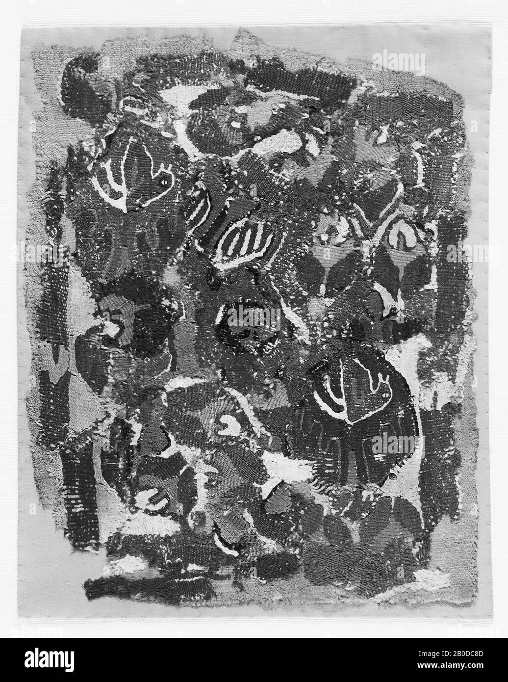Fragment, Vogel, Blume, Blatt, Gewebe, Fragment, Leinen, Wolle, 21,5 x 26,5 cm, koptische Periode, 8. Bis 9. Jahrhundert, Ägypten Stockfoto
