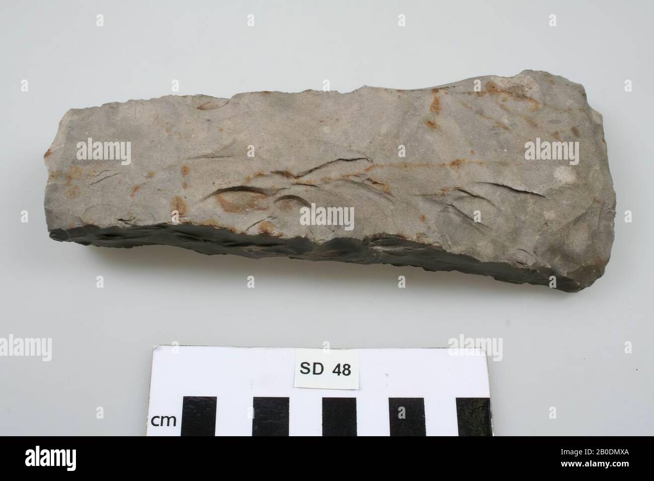 Altes Europa, Meißel, Stein, Feuerstein, 17,9 x 3,7 x 7,5 cm, Vorgeschichte, Dänemark Stockfoto