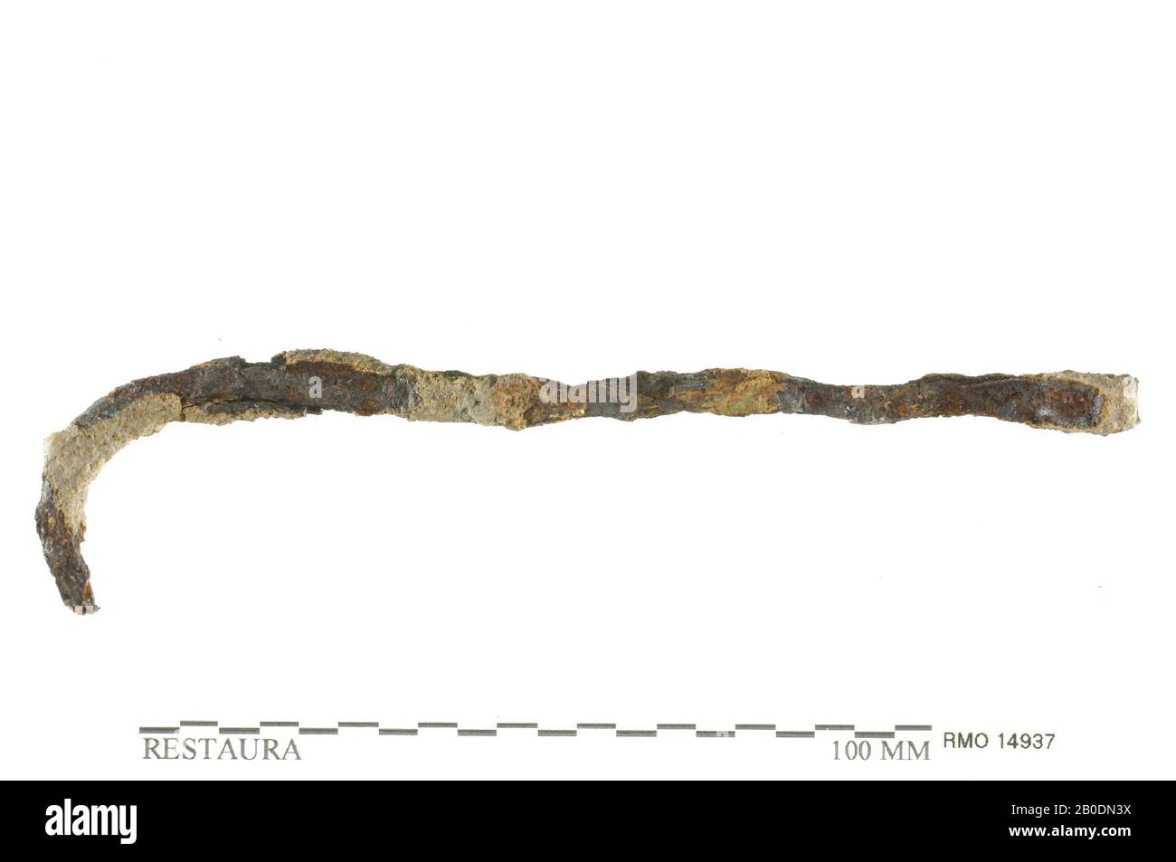 Niederlande Mittelalter, Haken, mit offenem Auge, Eisen, 13,8 x 1,3 cm, x, Niederlande, Utrechter, Wijk bij Duurstede, Wijk bij Duurstede, Dorestad Stockfoto