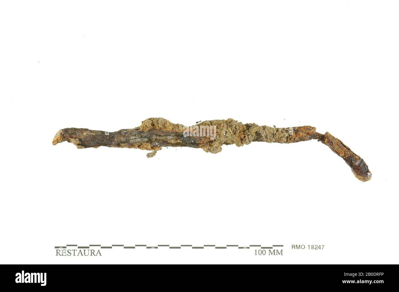 Niederlande Mittelalter, Stab, mit Haken und Auge, Eisen, 13,5 x 2,1 cm, x, Niederlande, Utrechter, Wijk bij Duurstede, Wijk bij Duurstede, Dorestad Stockfoto