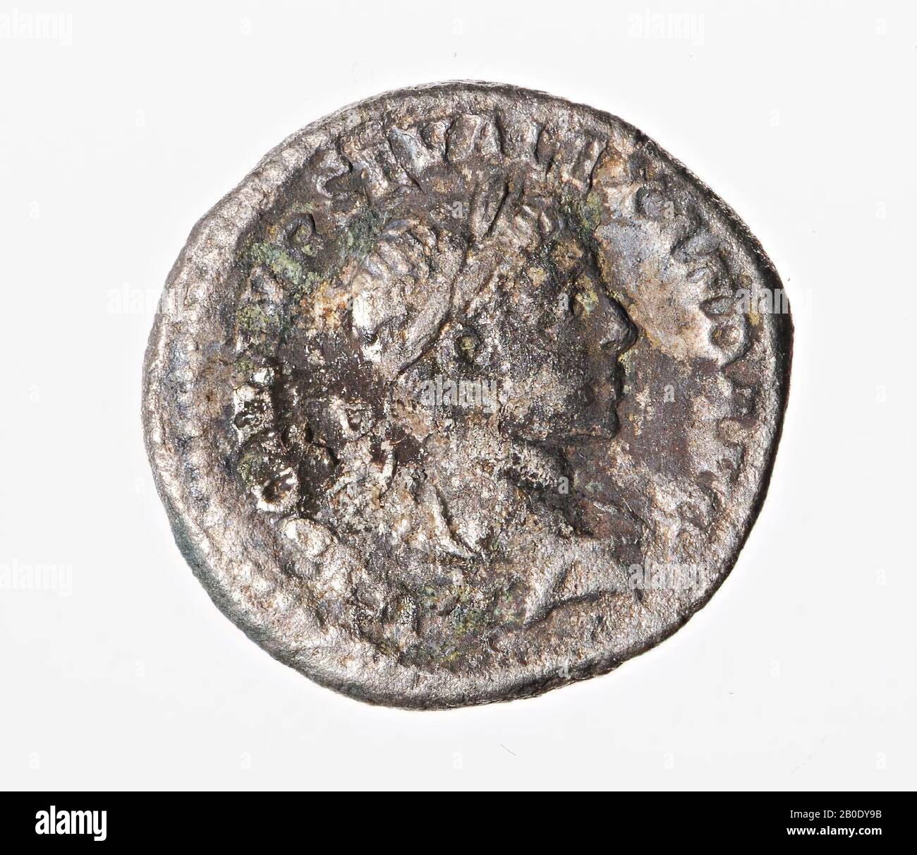 Niederländische Römerzeit, Münze, Denarius, Severus Alexander, Metall, Silber, Diam., 19 mm, WT., 4,25 gr, roman 222, Niederlande, Utrechter, Bunnik, Vechten Stockfoto