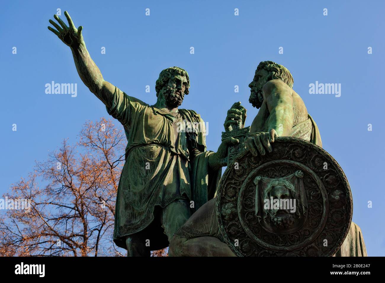 Close-up Denkmal für Minin und Pozharsky vor der Basilius-kathedrale in Moskau Stockfoto