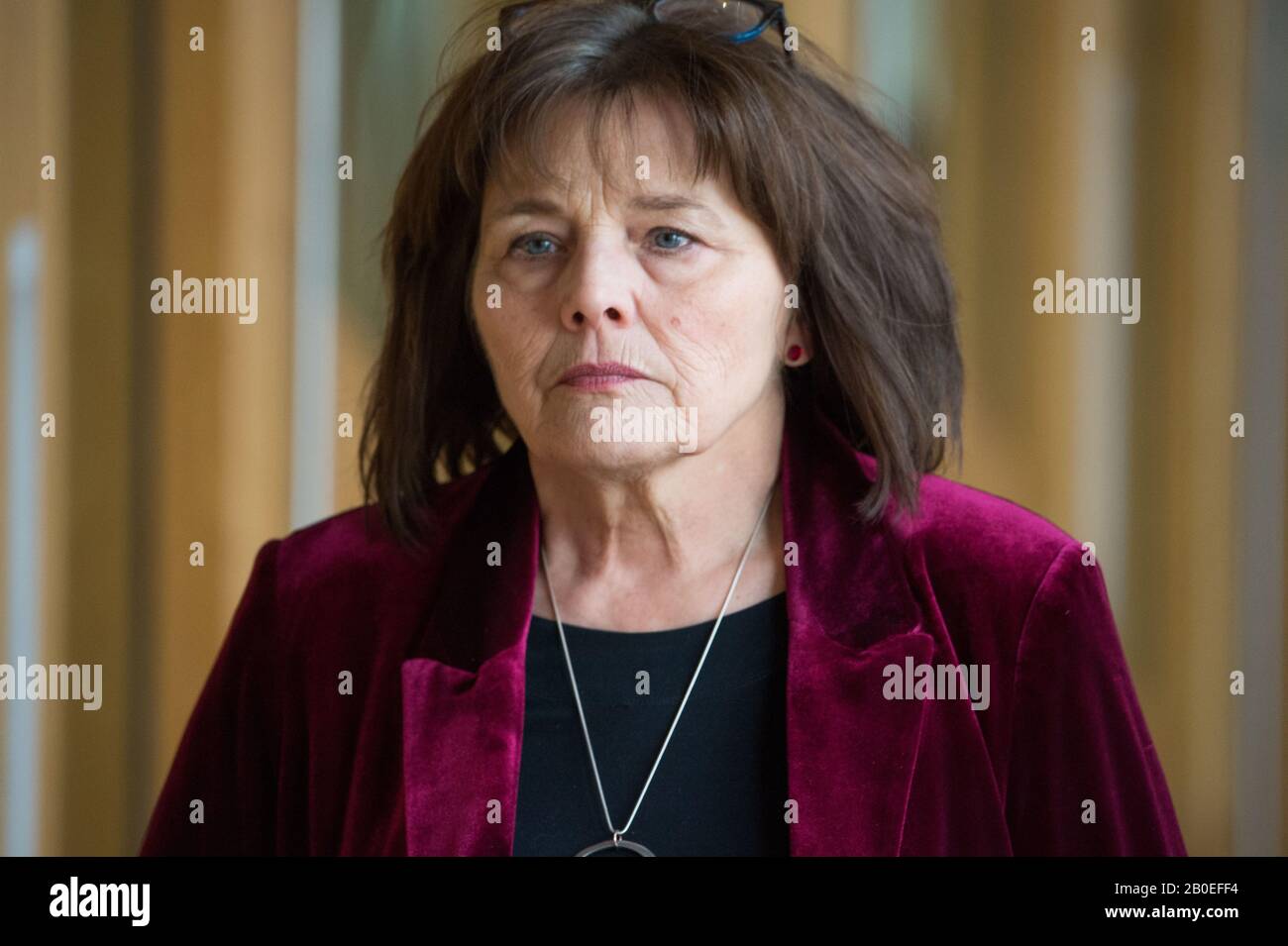 Edinburgh, Großbritannien. Februar 2020. Abgebildet: Jeane Freeman MSP - Kabinettsministerin für Gesundheit und Sport. Szenen aus Ersten Ministerfragen im schottischen Parlament in Holyrood, Edinburgh. Kredit: Colin Fisher/Alamy Live News Stockfoto