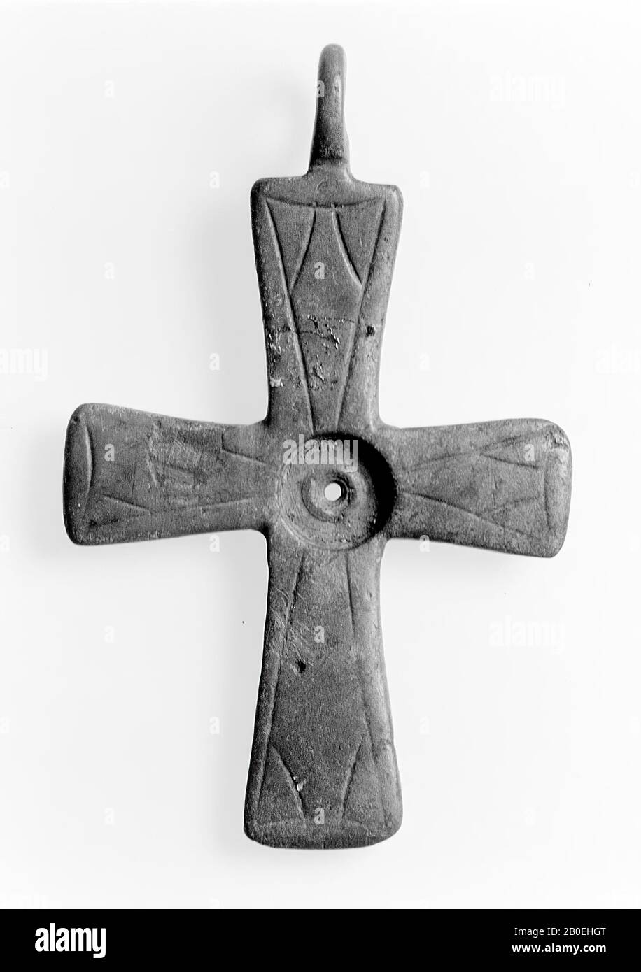 Kruzifix, Bronze, 3,3 x 5,2 cm, frühchristlich Stockfoto