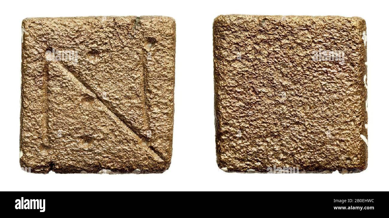 Klassisches Altertum, Gewicht, Bronze, 1,31 x 1,28 x 0,26 cm, WT., 4,03g, byzantinisch, Türkei Stockfoto