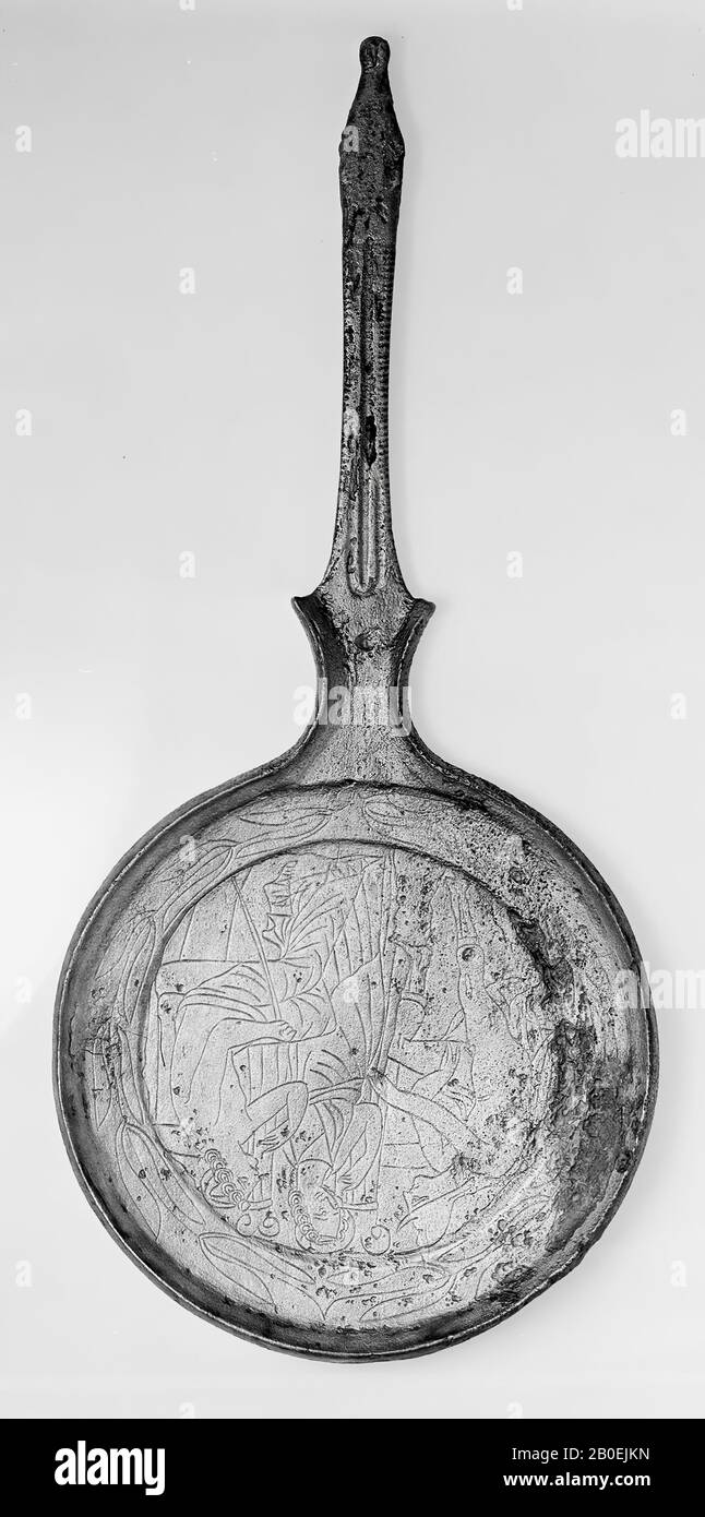 Klassisches Altertum, Spiegel, Bronze, 27,6 cm, ø 12,8 cm, -300, -100, Italien Stockfoto