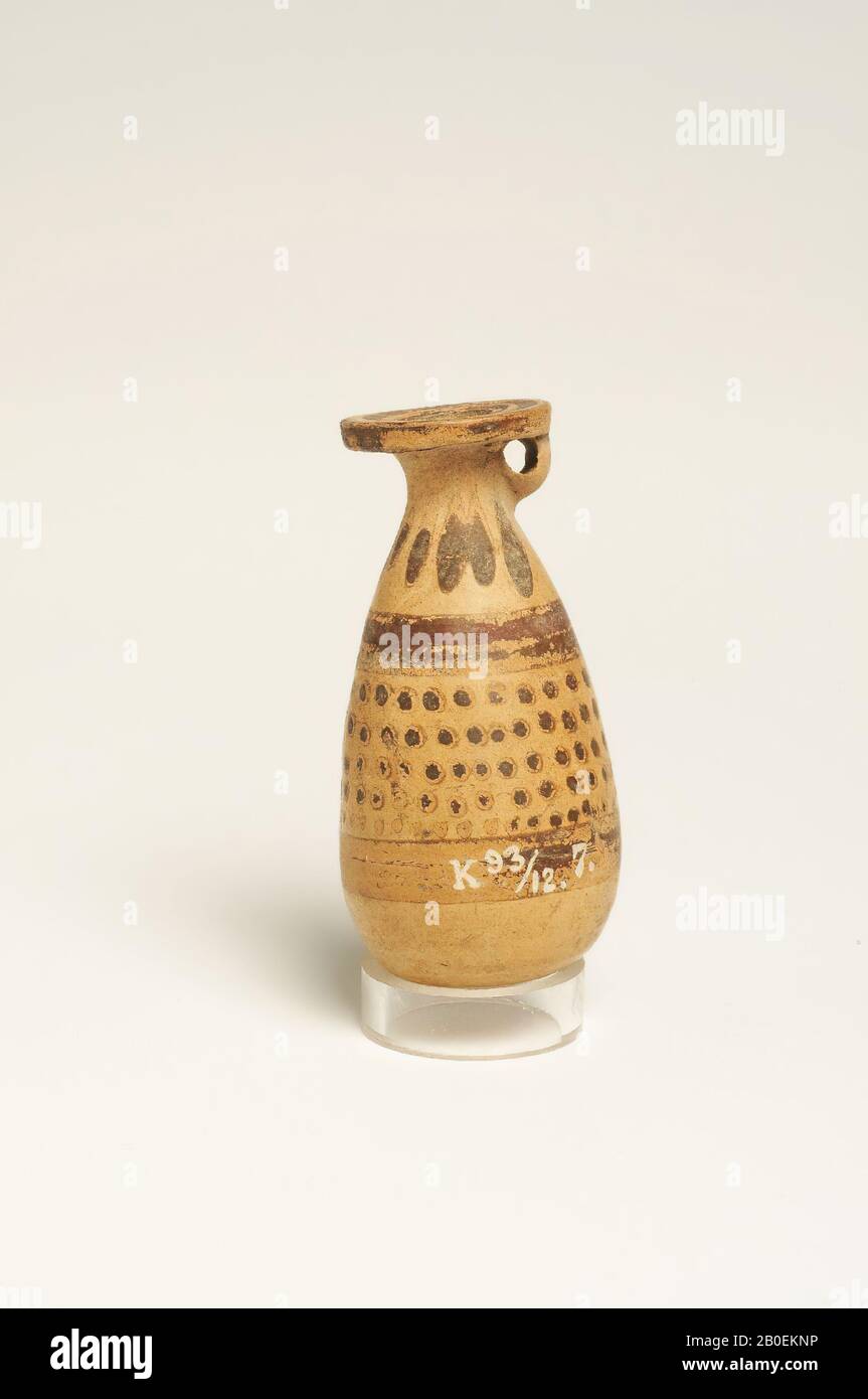 Italokorinthisches Alabasteron. Linearer Stil. Italokorinthischer Alabaster. Linearer Stil., Vase, Alabaster, Steingut, Schwarzfein, Korinthisch, Italo-Korinthisch, 7,3 cm, Italo-Korinthisch -625 Stockfoto
