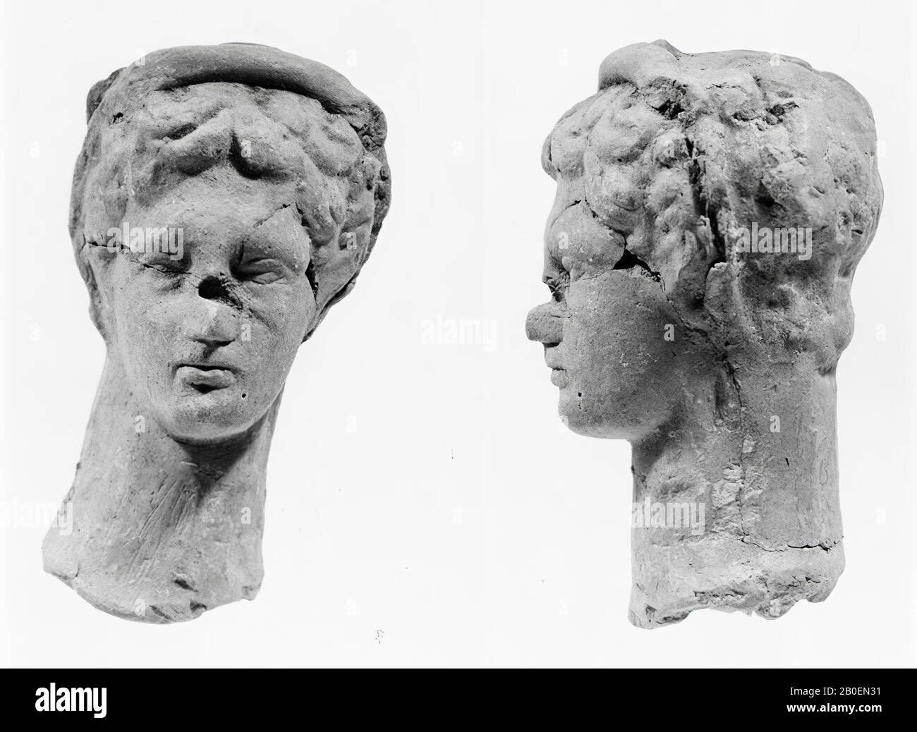 Figurine, Fragment, Kopf, Steingut, Terrakotta, 7 cm, Roman, Kaiserzeit, Julian-Claudian-27 Stockfoto