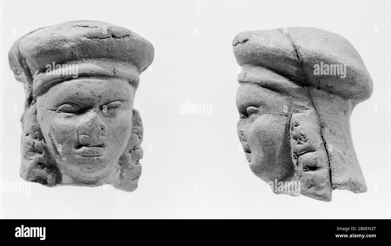Figurine, Fragment, Kopf, Steingut, Terrakotta, 2,6 cm, späthellenistisch -100 Stockfoto