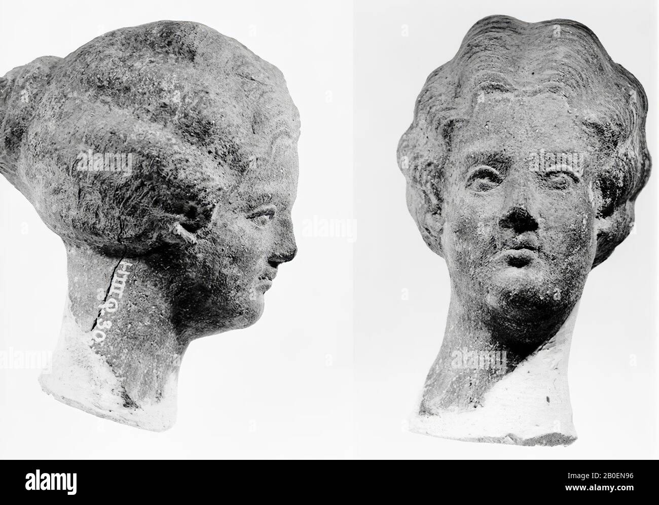 Figurine, Fragment, Kopf, Steingut, Terrakotta, 7,3 cm, Roman, Kaiserliche Zeit, Antoninus 138 Stockfoto