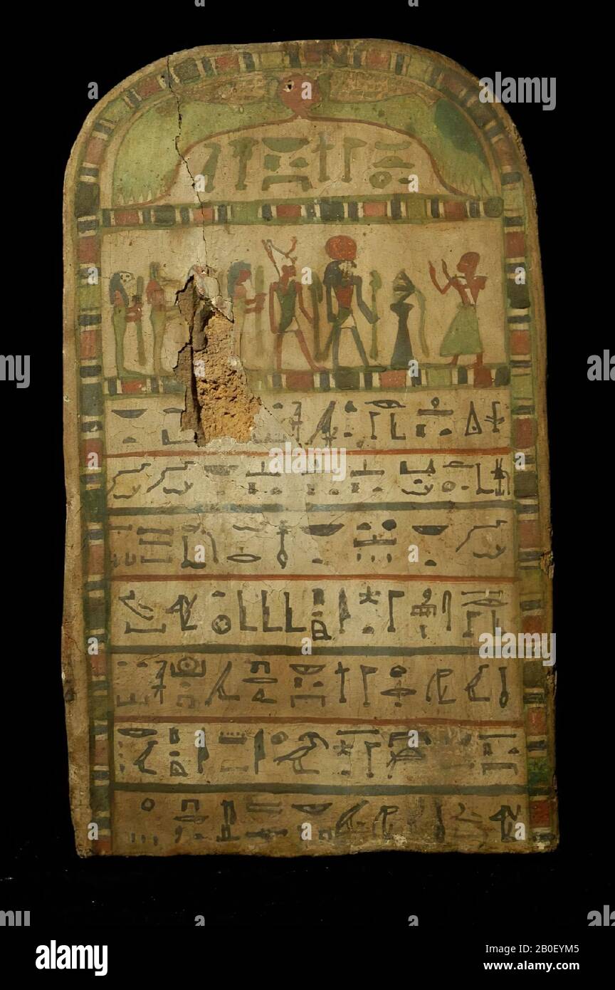 Ipetsoet, Bestattungszeichen, Holz, 38,5 x 23 cm, Spätzeit, 26. Dynastie -580 Stockfoto