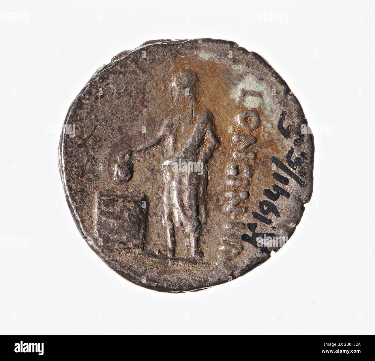 VZ: Veiled Vestakop l., Kz: Voice Scene, LONGIN.III.V, Coin, Denarius, L. Cassius Longinus, Metal, Silber, Diam. 19 mm, WT. 3,80 gr, roman BC 63, Italien Stockfoto