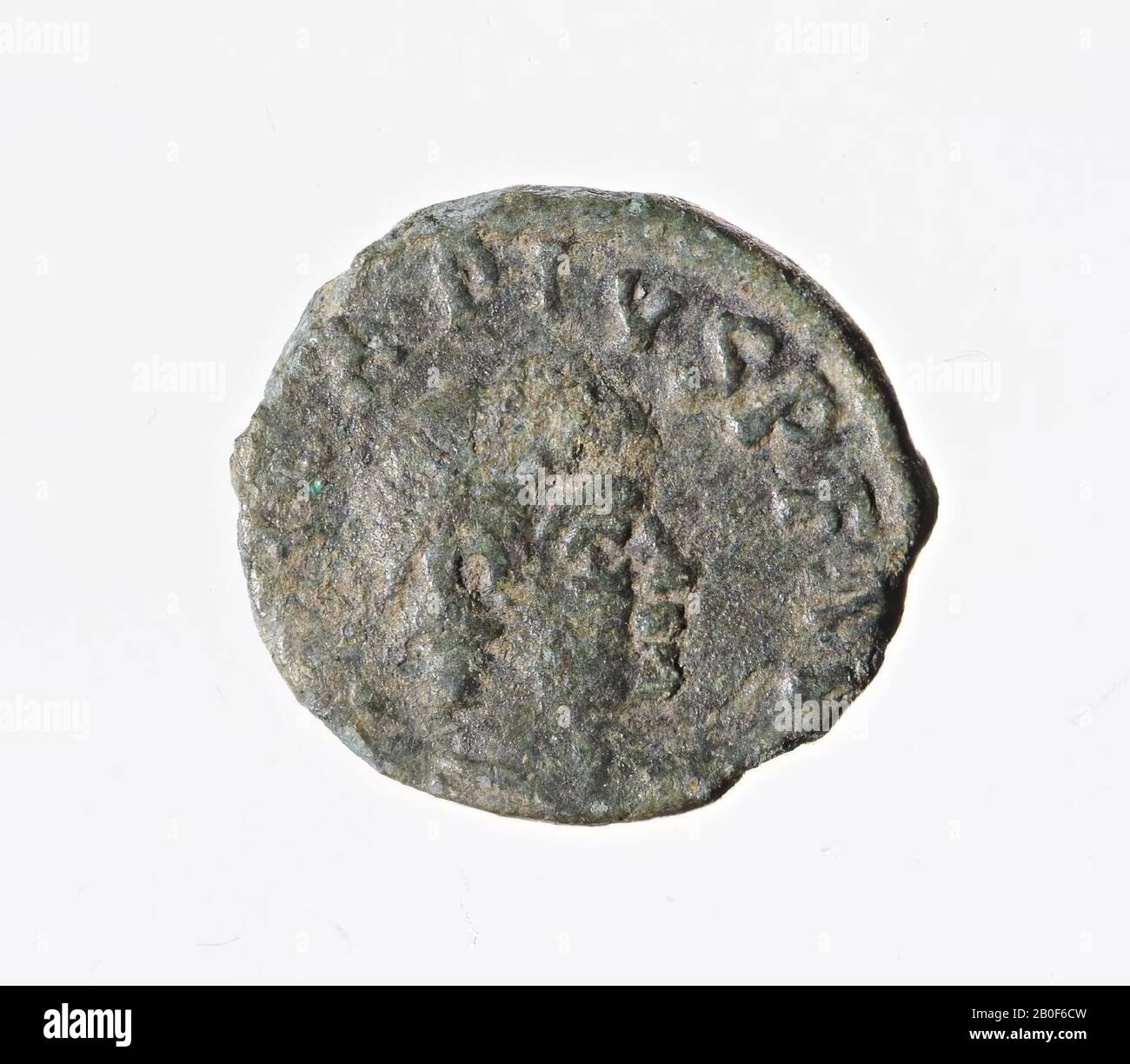 Niederländische Römerzeit, Münze, AES-IV, Arcadius, Metall, Kupfer, Diam., 12 mm, WT., 1,50 gr, roman 388-395, Niederlande, Limburger, Roerdalen, Melick Stockfoto