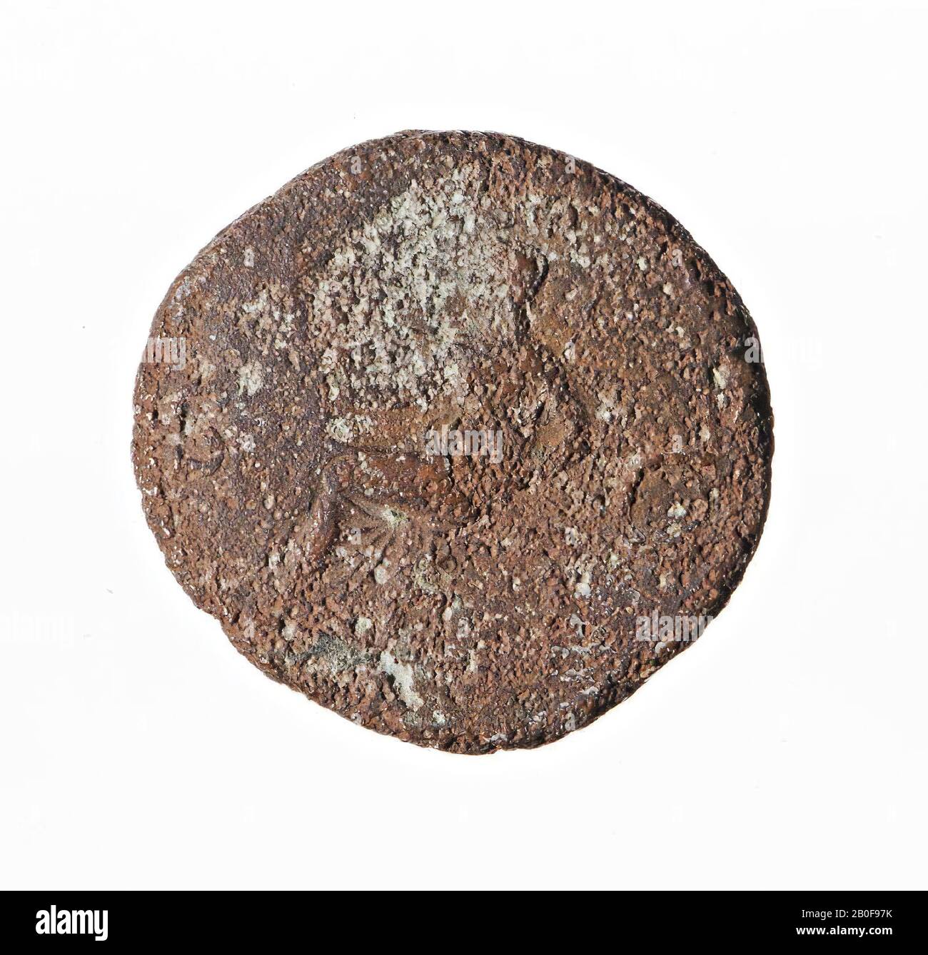 Niederländische Römerzeit, Münze, Esche, Caligula, Metall, Kupfer, Diam., 27 mm, WT., 10,16 gr, roman 37-41, Niederlande, Gelderland, Maasdriel, Rossum Stockfoto