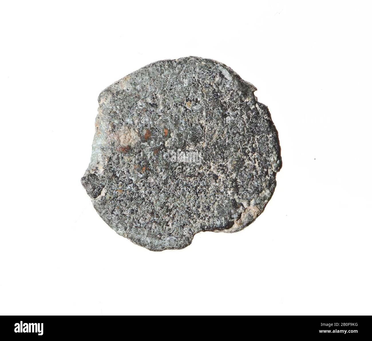 VZ: Nicht zu identifizieren, Kz: Nicht zu identifizieren, Münze, AES-IV, Ende 4. Jahrhundert, Metall, Kupfer, Diam. 11 mm, WT. 1,05 gr, roman 378-408, Niederlande, Gelderland, Maasdriel, Rossum Stockfoto