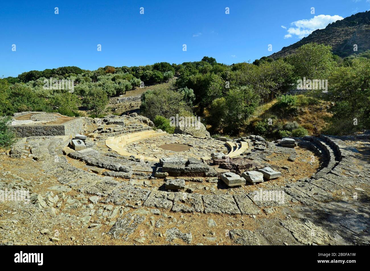 Griechenland, Samothrake, Theatralkreis im alten Paleopolis Stockfoto
