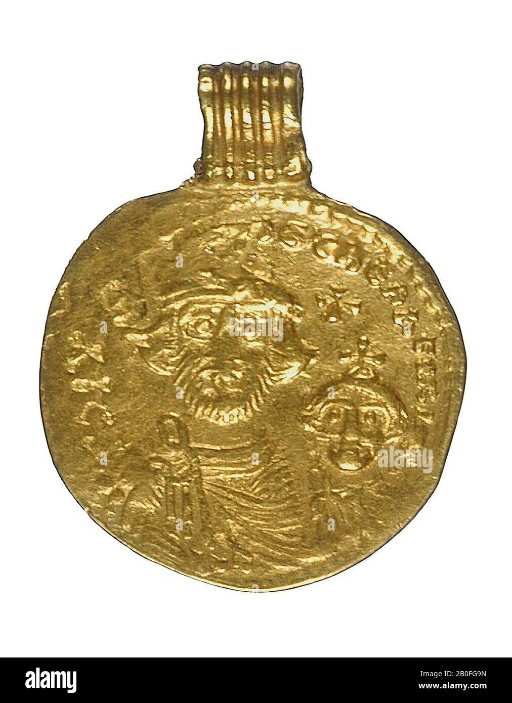 Ein goldener solidarischer Anhänger des Kaisers Heraclius Stockfoto