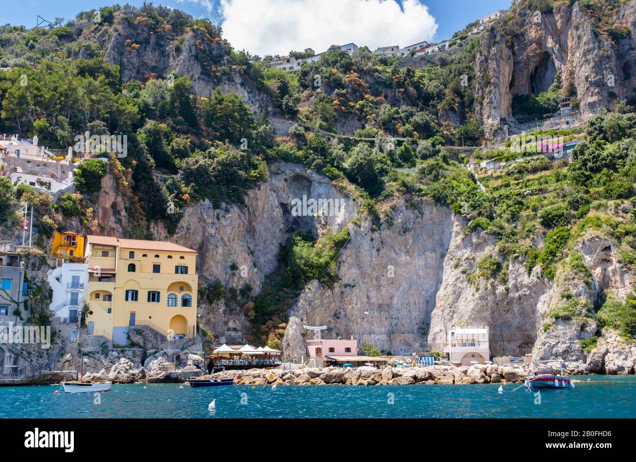 Reiseziel für Essen und Landschaft in Conva dei Marini an der Amalfiküste Italiens Stockfoto