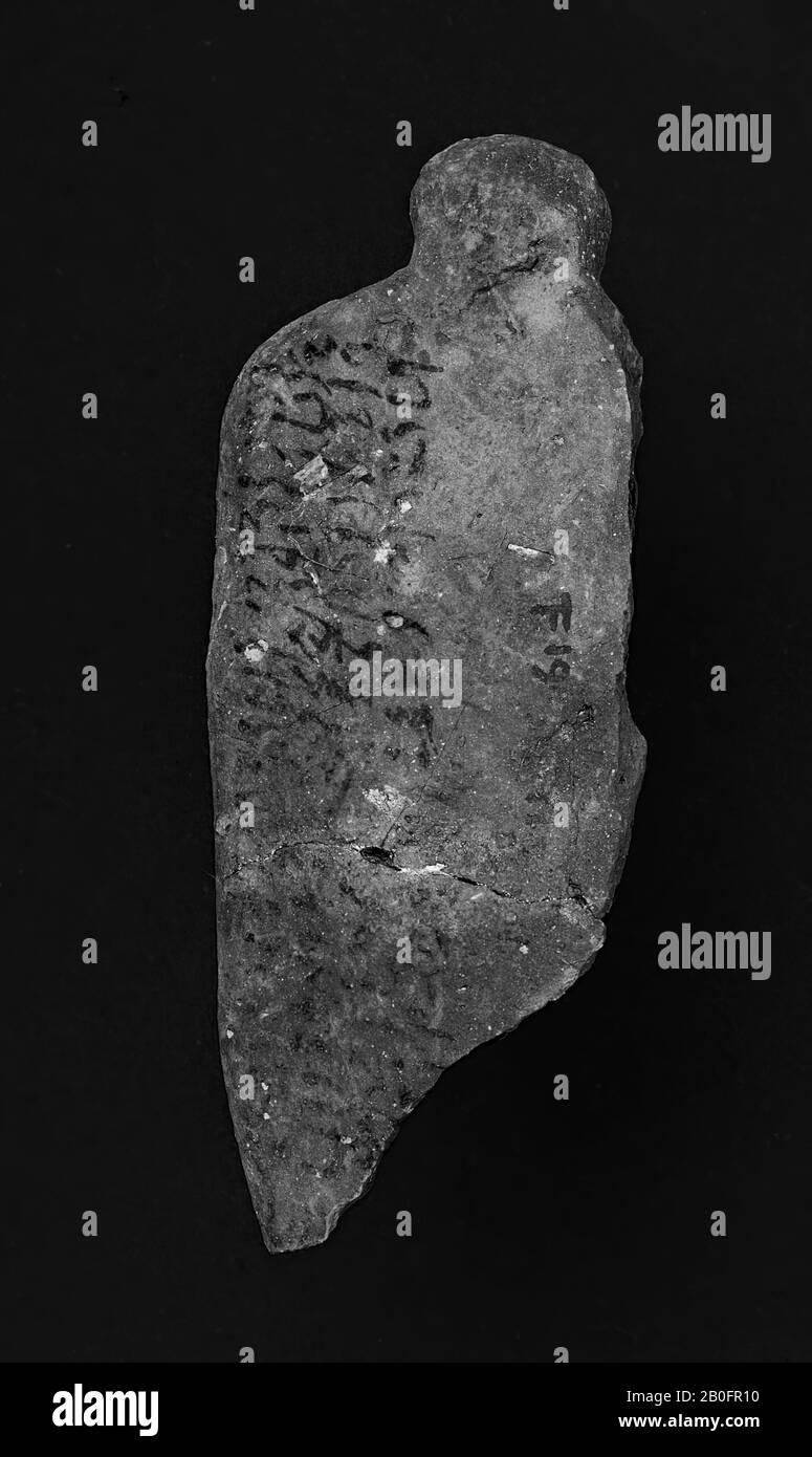 Kriegsgefangene, gebunden, Aufschrift, Rot, Fragment, Magie, Gefangener, Ton, Länge: 14 cm, Mittelreich, Ägypten Stockfoto