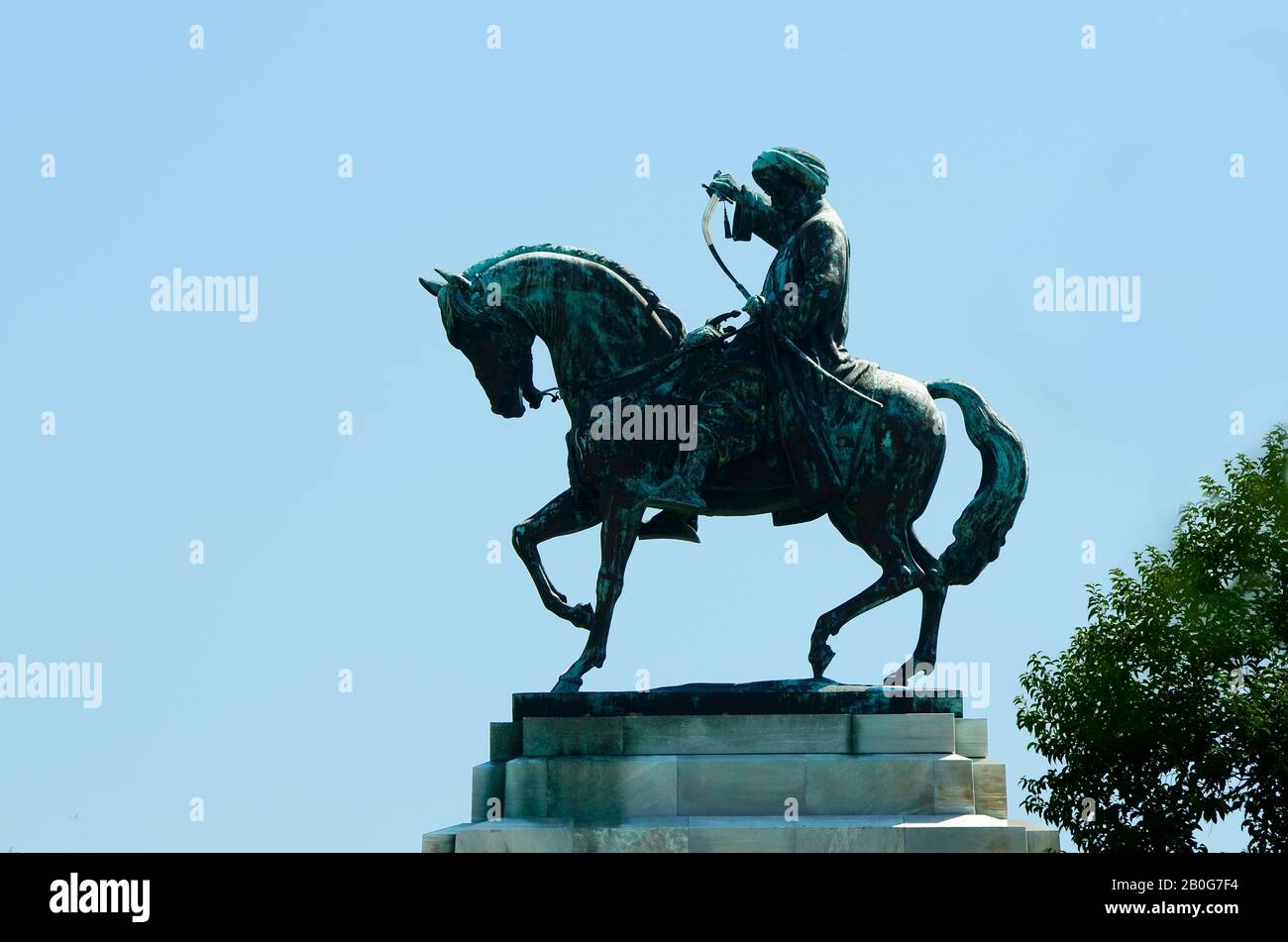 Kavala, Griechenland - 13. September 2014: Reiterdenkmal von Mohammed Ali Pasha in der Stadt in Eastmacedonia Stockfoto