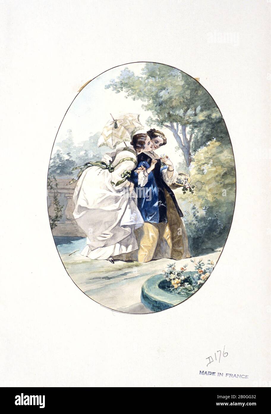Henri Charles Antoine Baron, Französisch, 18-1885, Zwei Frauen, 1826-1885, Gouache auf dem Papier, Gesamt: 8 x 6 Zoll. (20,3 x 15,3 cm Stockfoto