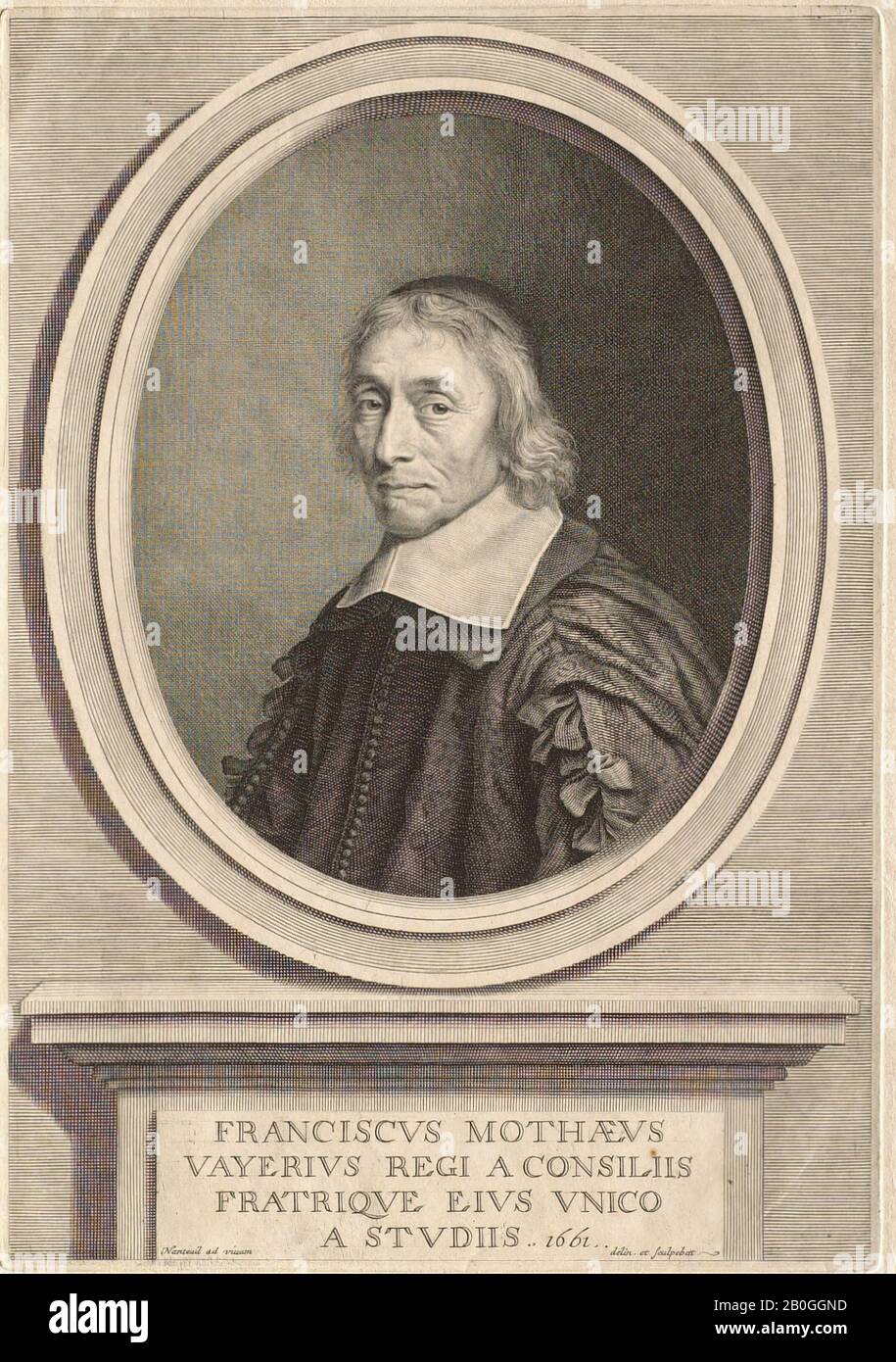 Robert Nanteuil, Französisch, 1623-1678, François de la Mothe le Vayer, 1661, Radierung auf Papier, Gesamt: 10 1/2 x 7 5/16 Zoll. (26,7 x 18,5 cm Stockfoto