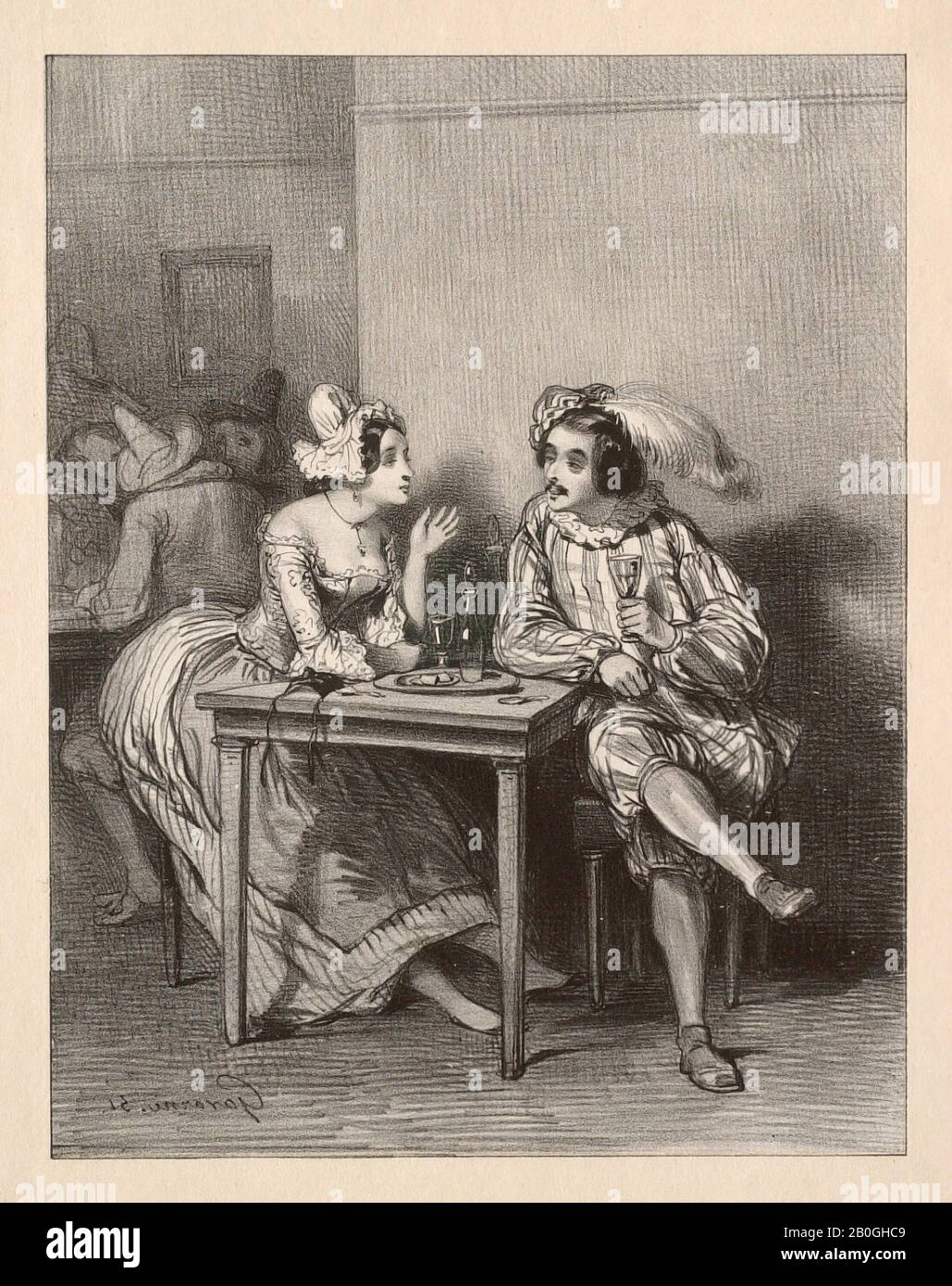 Paul Gavarni, Französisch, zwischen 13-866, Paris au XIXe siècle, nein XXXIX: après la contredanse, 2004-66, Lithographisch auf Papier, Bild: 6 7/16 x 5 Zoll (16,3 x 12,7 cm Stockfoto