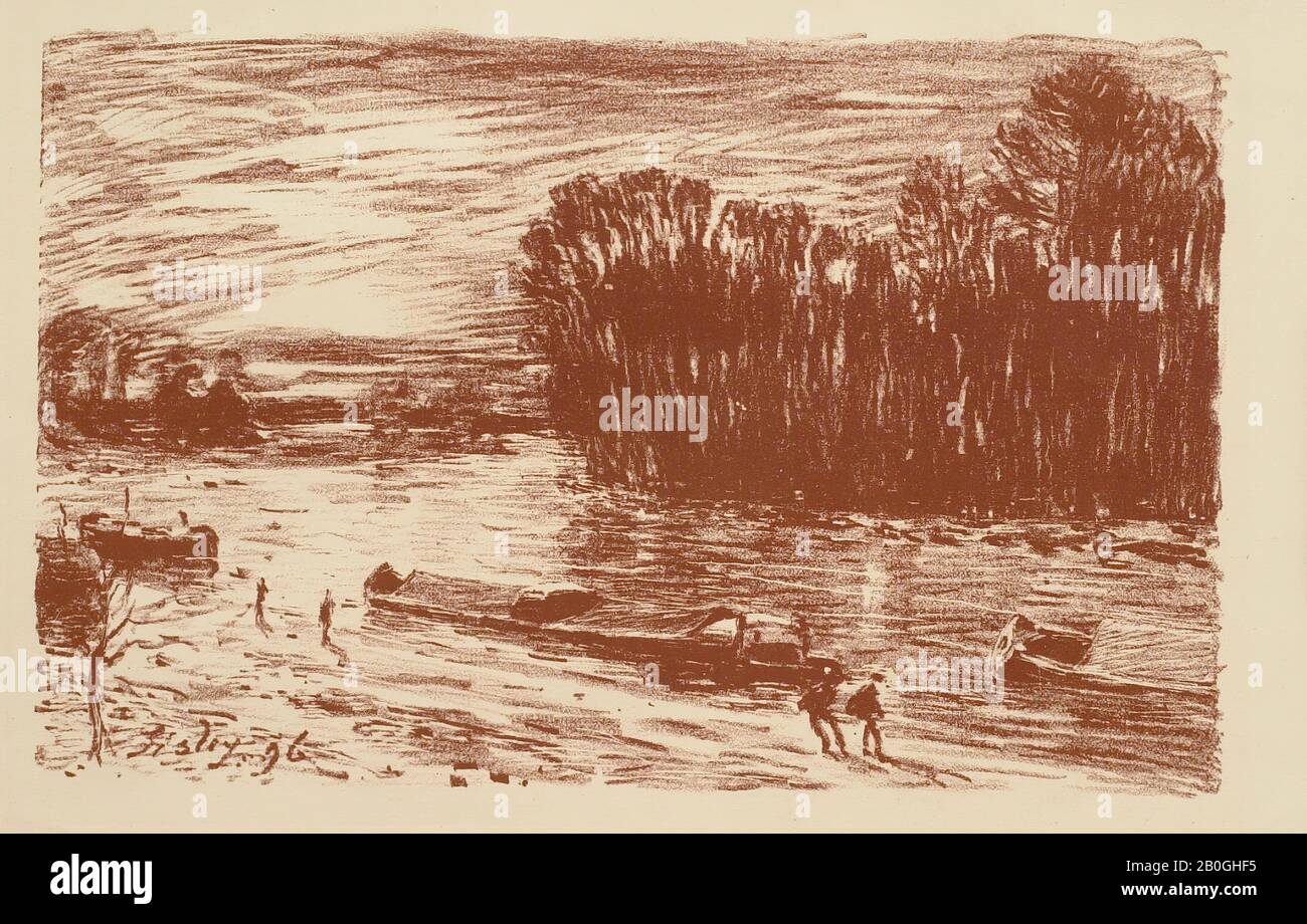 Alfred Sisley, Englisch, 1839-1899, Le Loing près St. Mammès, 1896, Lithograph on paper, Bild: 5 1/2 x 8 11/16 in. (14 x 22 cm Stockfoto