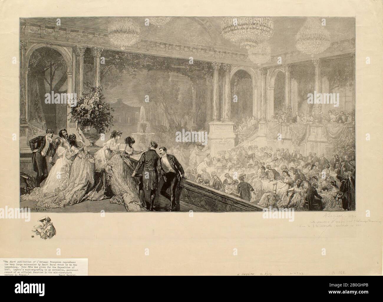 Lepère Louis, Französisch, 1849-1918, Nach Henri Charles Antoine Baron, (Französisch, 16-1885), Fête donnée aux Tuileries pour l'Exposition de 37a, 1887a, Holzschnitt auf Papier, Grenze: 12 7/16 x 21 1/2 in. (31,6 x 54,6 cm Stockfoto