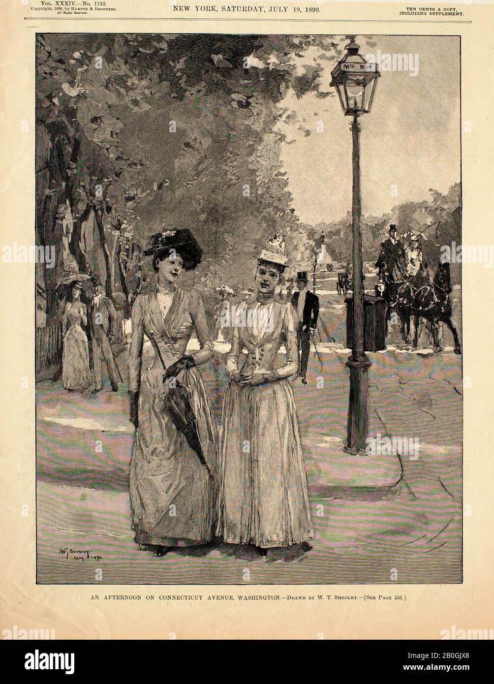 William Thomas Smedley, Amerikaner, 1858-1920, Ein Nachmittag auf der Connecticut Avenue, Washington, 1890, Holzgravur auf Papier, Bild: 11 7/16 x 8 7/8 Zoll (29,1 x 22,5 cm Stockfoto