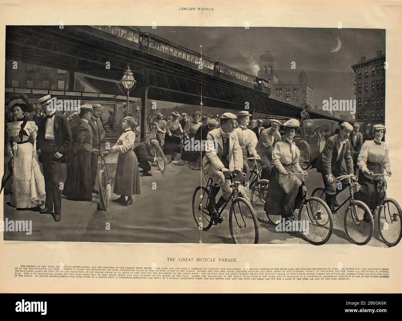 L. L. Roush, Amerikaner, 19. Jahrhundert, The Great Bicycle Parade, 1897, Photogravure on Paper, Gesamt: 11 7/16 x 21 3/16 in. (29 x 53,8 cm Stockfoto