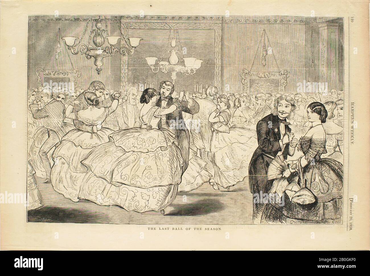 Augustus Hoppin, amerikanisch, 1836-1896, Der Letzte Ball der Saison, 1858, Holzgravur auf Papier, Bild: 9 1/16 x 13 3/4 Zoll. (23 x 35 cm Stockfoto