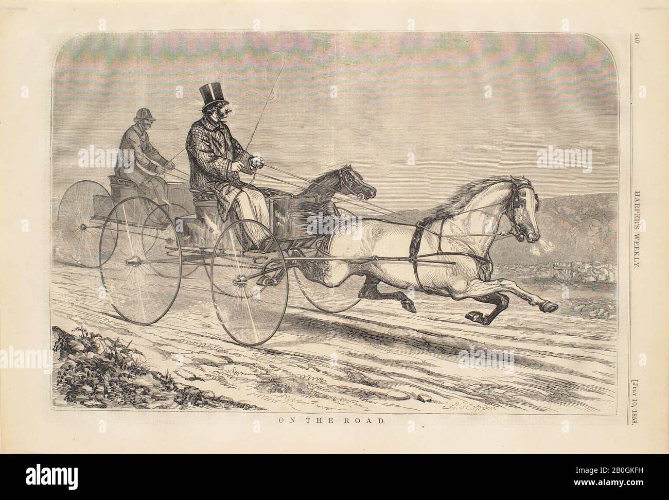 Augustus Hoppin, Amerikaner, 188-1896, Unterwegs, 1858, Holzgravur auf Papier, Bild: 9 1/8 x 13 9/16 Zoll. (23,2 x 34,5 cm Stockfoto