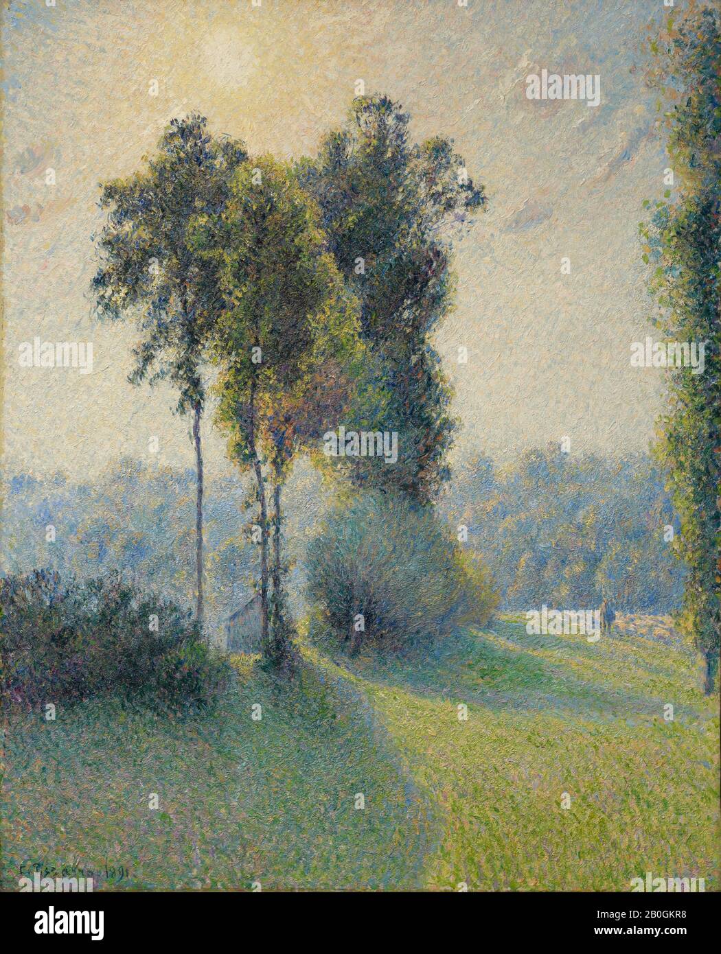 Camille Pissarro, französisch, 184-1903, Landschaft in Saint-Charles, bei Gisors, Sonnenuntergang, 1891, Öl auf Leinwand, 31 7/8 x 25 9/16 Zoll. (81 x 65 cm Stockfoto