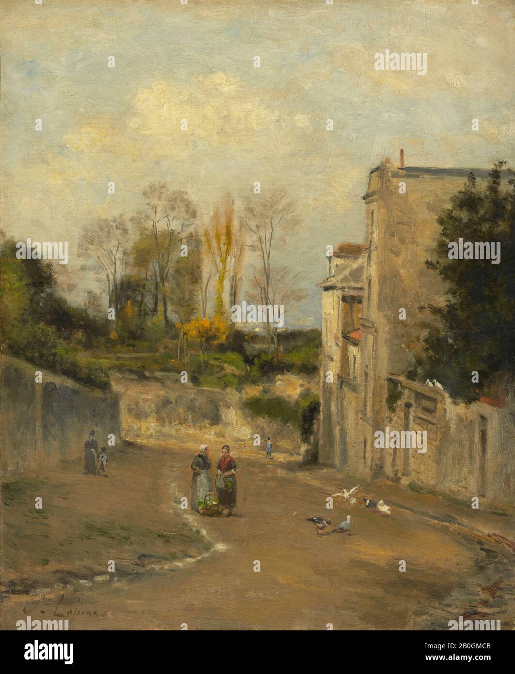 Stanislas Lépine, Französisch, zwischen den Jahren 15-1892, Montmartre, Rue Cortot, ca. 1872-76, Öl auf Leinwand, 18 1/16 x 14 13 / 16 Zoll (45,8 x 37,6 cm Stockfoto