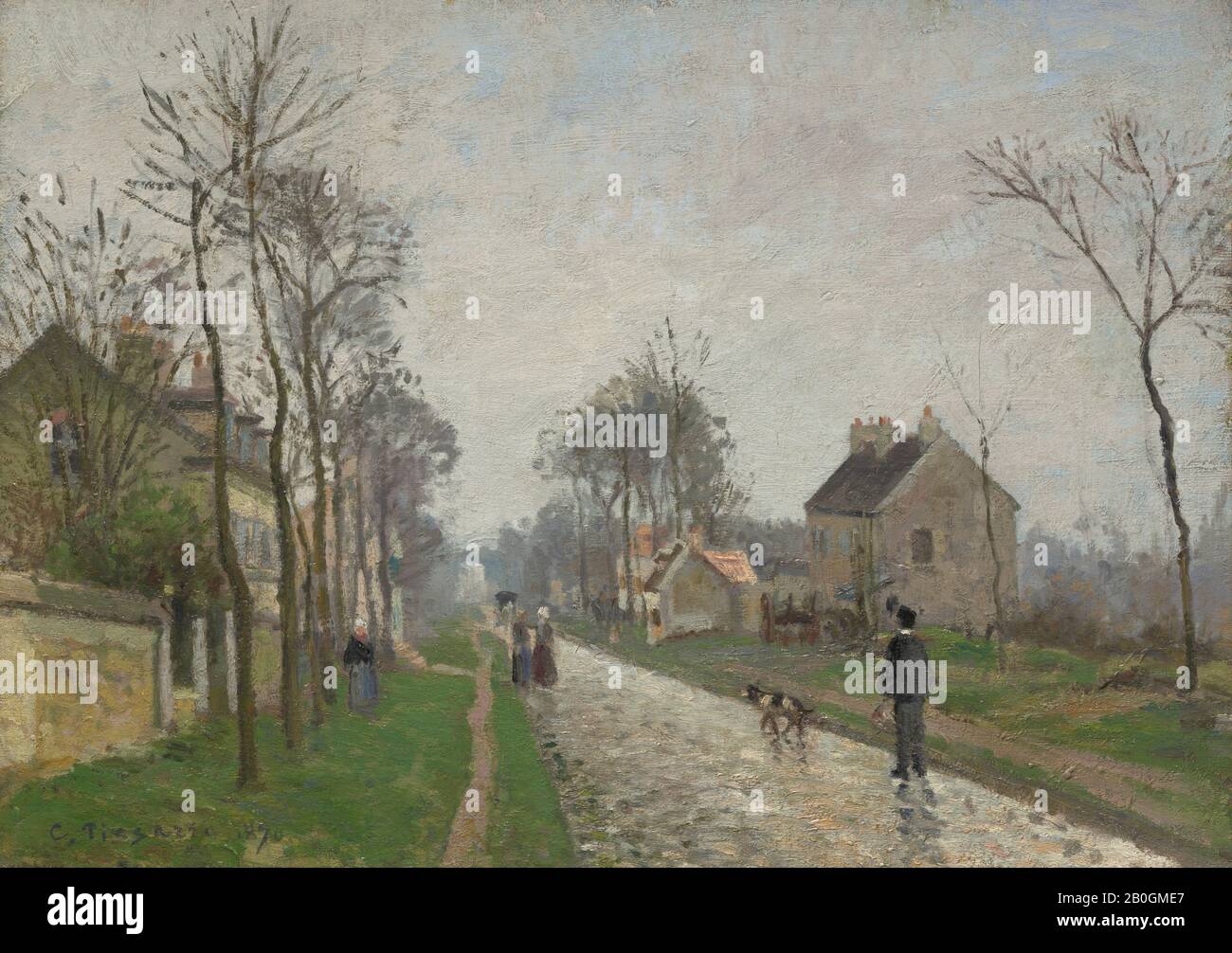 Camille Pissarro, Französisch, 180-1903, Route de Versailles, Louveciennen, Regeneffekt, 1870, Öl auf Leinwand, 15 3/4 x 22 1/8 Zoll (40 x 56,2 cm Stockfoto