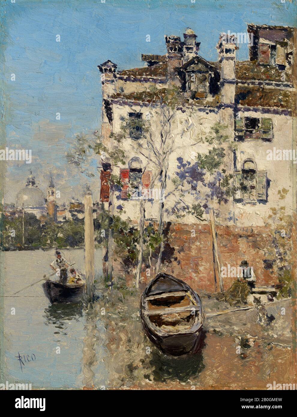 Martín Rico y Ortega, Spanisch, zwischen den Jahren von 1834 und 1908, Venedig, Haus am Kanal, ca. 1900, Öl auf Platte, 6 x 4 9/16 Zoll (15,2 x 11,6 cm Stockfoto