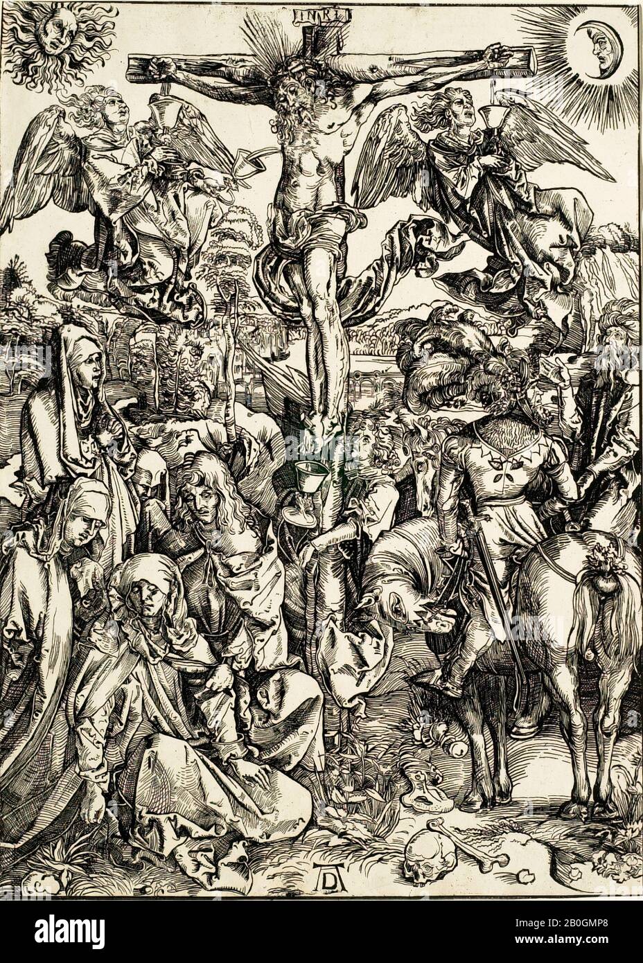 Nach Albrecht Dürer, deutsch 1471-1528, Kreuzigung, 1514, Radierung auf Papier, Bild: 14 15/16 x 10 13 / 16 Zoll (38 x 27,4 cm Stockfoto